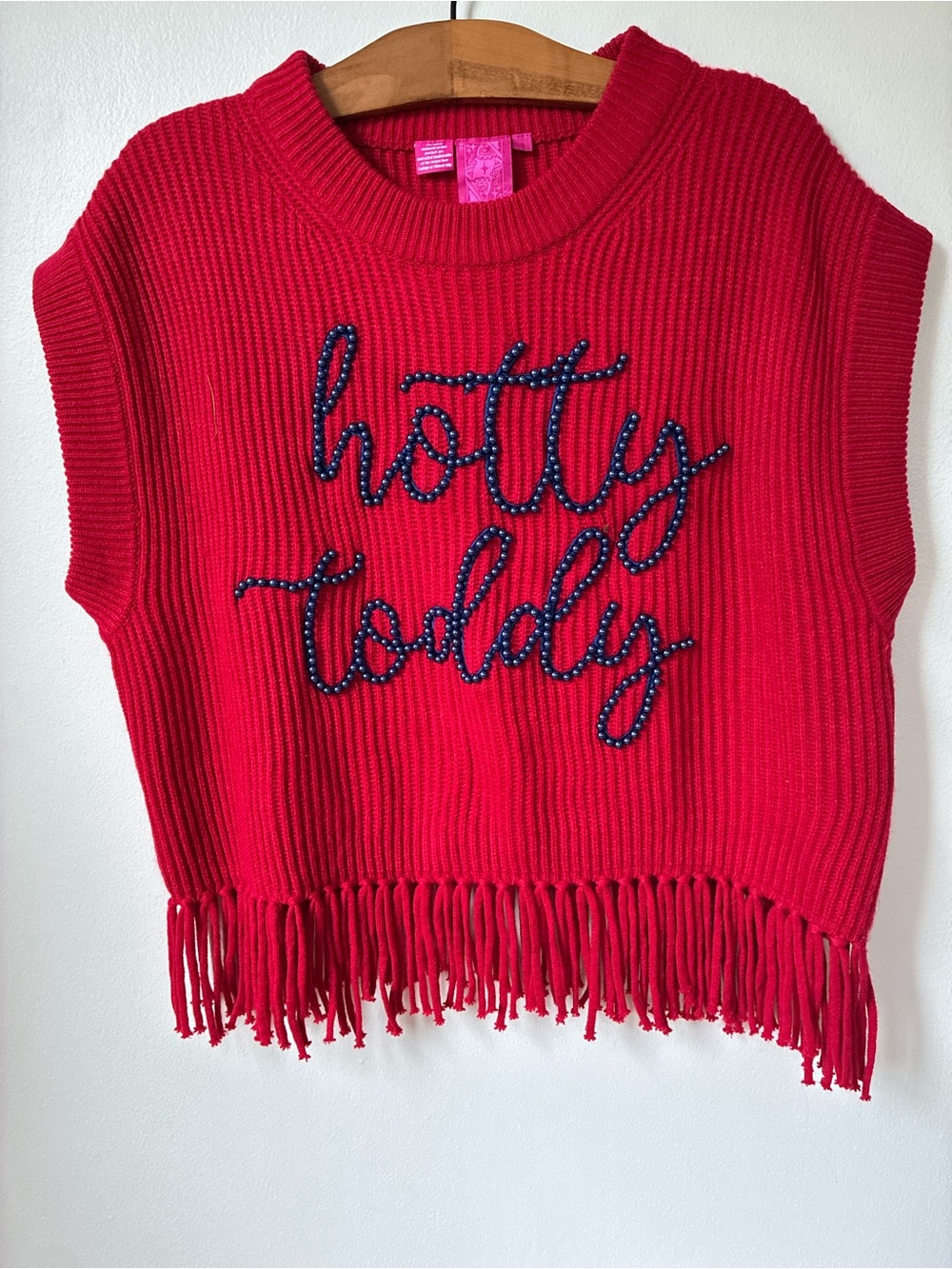 Queen of Sparkles Ole Miss Women’s Small Oversized Sweater Tank Red Sparkle